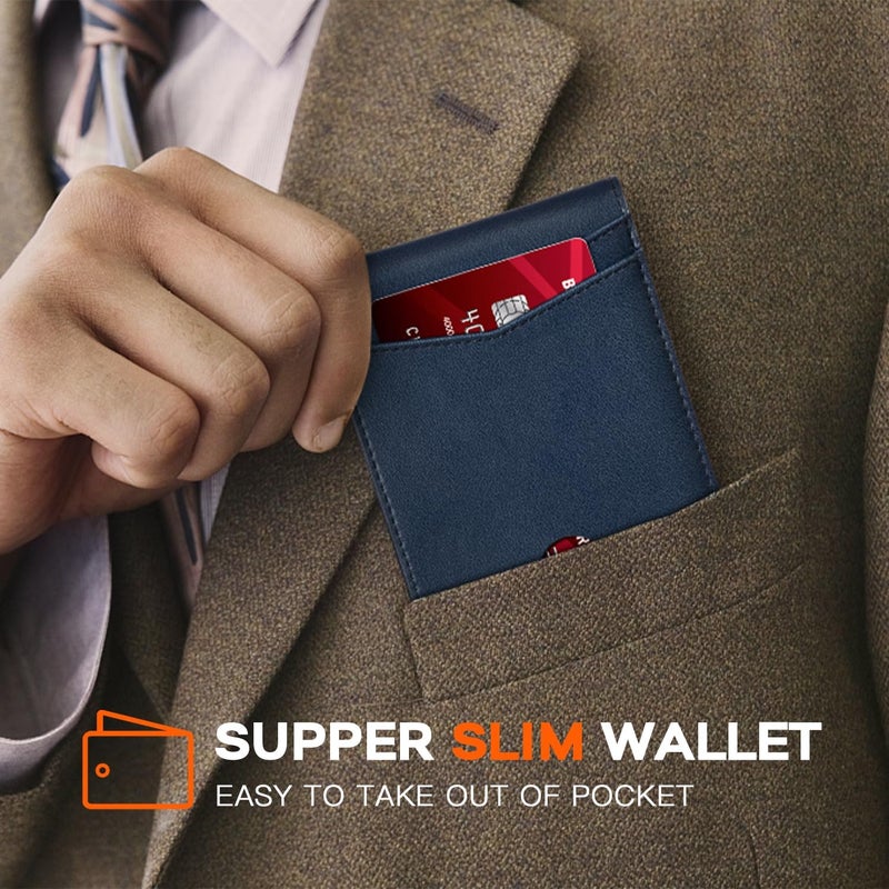 RUNBOX Wallet for Men Slim Leather Bifold RFID Blocking Minimalist Front Pocket Design with Gift Box - Image 4